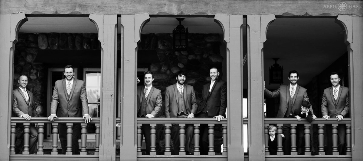 B&W Groomsmen Photography at Highlands Ranch Mansion in Colorado