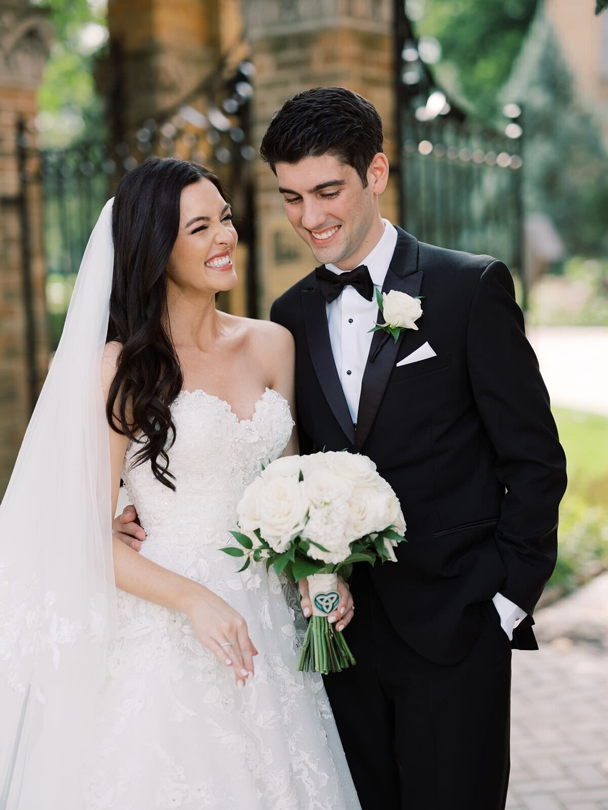 Bride-and-Groom-Smiling-After-Wedding-in-Rockford-with-Sarah-Sunstrom-Photography-and-Clementine-Events-Chicago