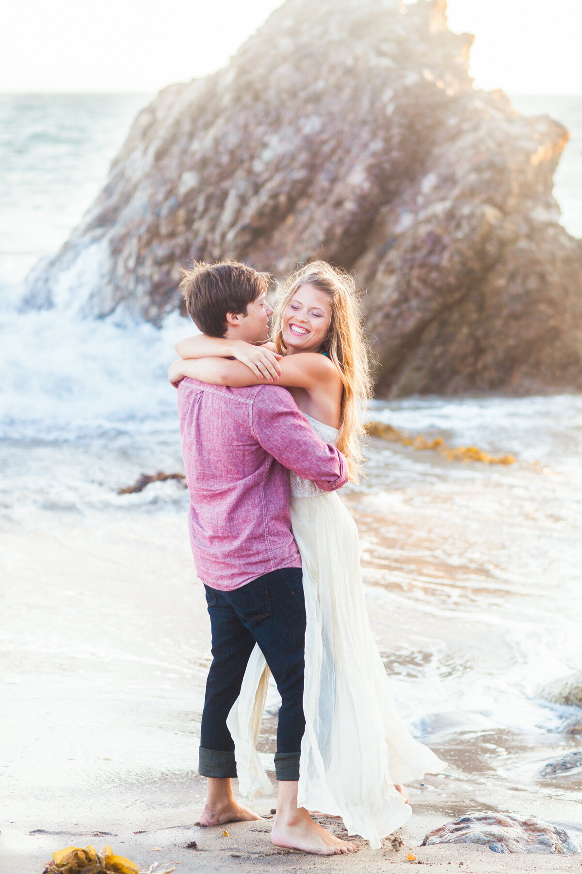 couple embracing on the California beach