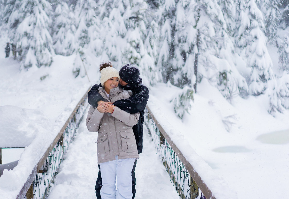 Snowy Grouse Mountain engagement photos