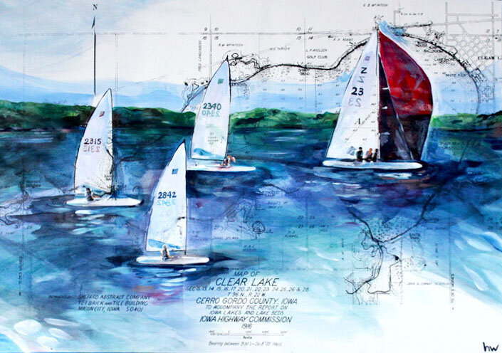 sailboat map art