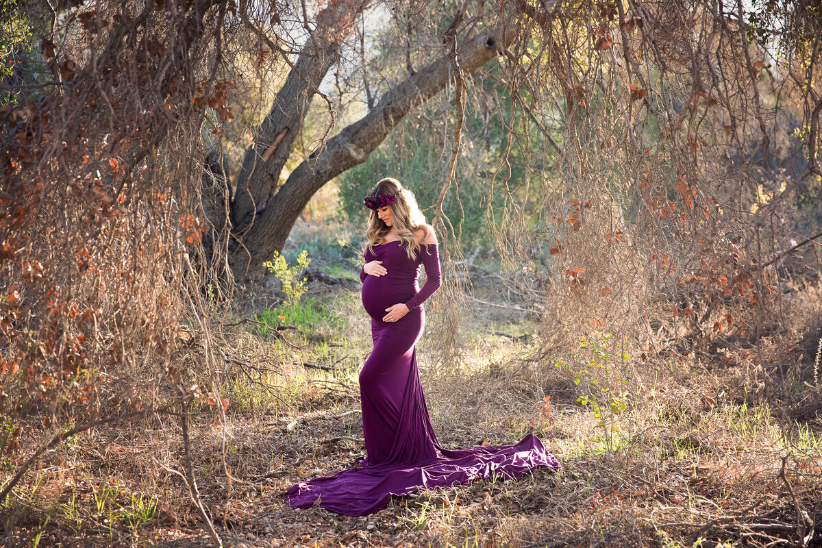 best photographer Columbia MO,Plum maternity sew trendy gown , maternity photography by Bella Faith Photography
