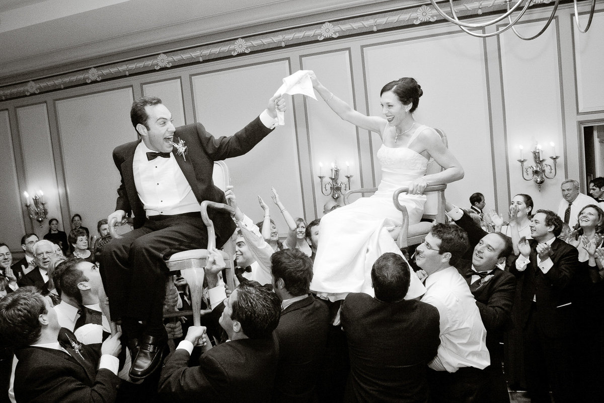 Newlyweds celebrate with a hora.