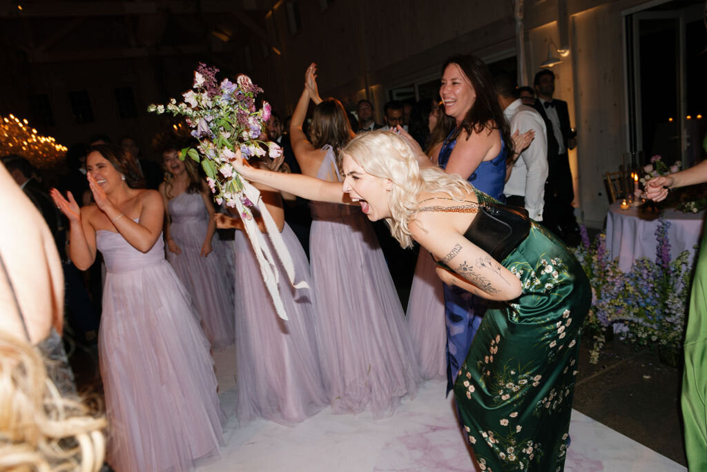 Bridal Bouquet Toss at Glenmere Mansion Wedding