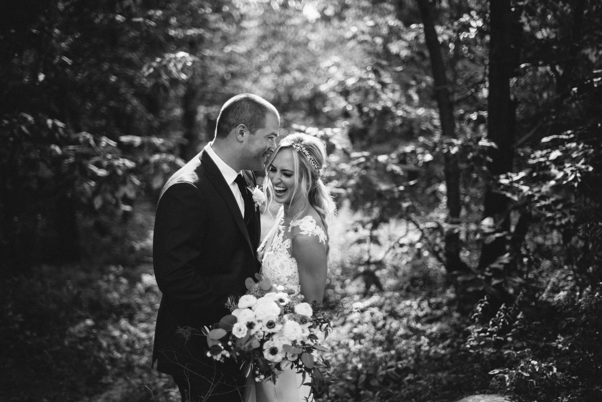 wedding photo in the woods