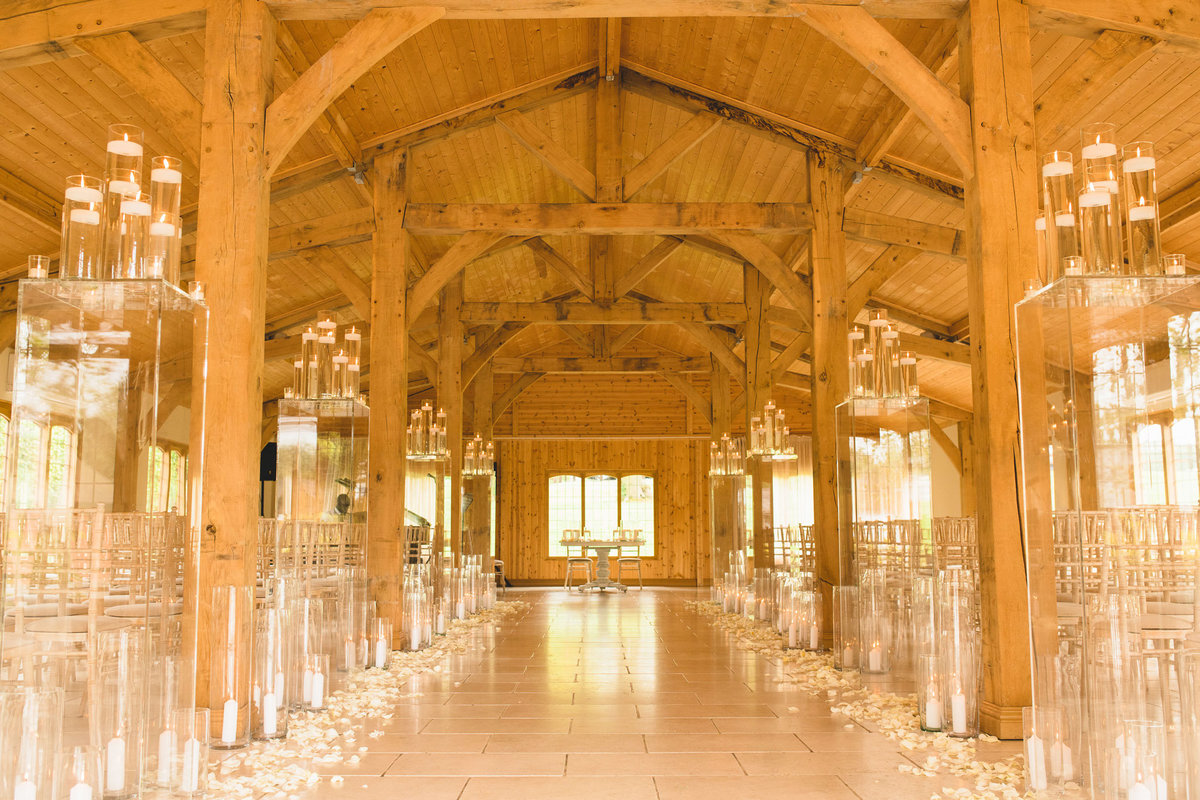 an empty colshaw hall wedding ceremony room in the barn