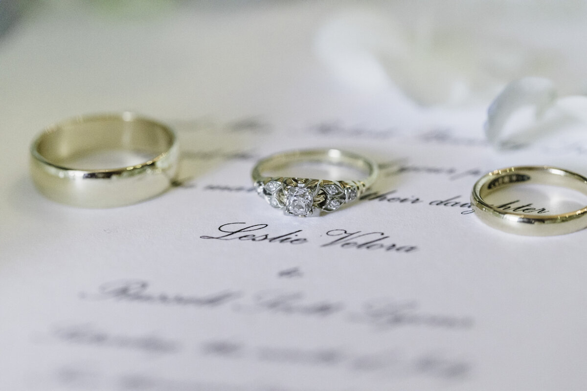 Bridal Detail Rings on Invitation