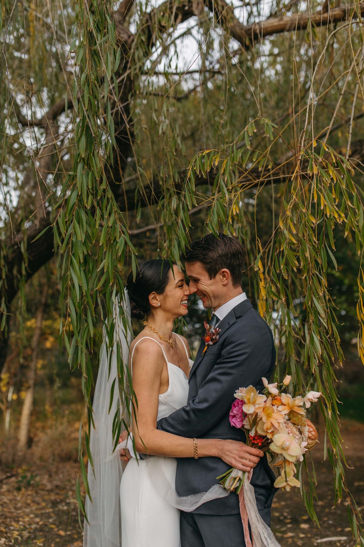 Campovida wedding bride and groom bright bouquet