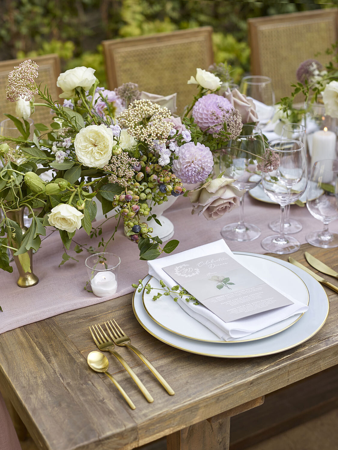 24-annadel-estate-elegant-sonoma-winery-wedding-wooden-farmhouse-table-dusty-rose-table-runner