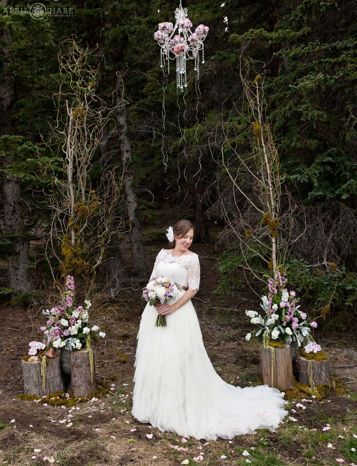Ethereal Bridal Portrait in the woods at Wedgewood Weddings Mountain View Ranch
