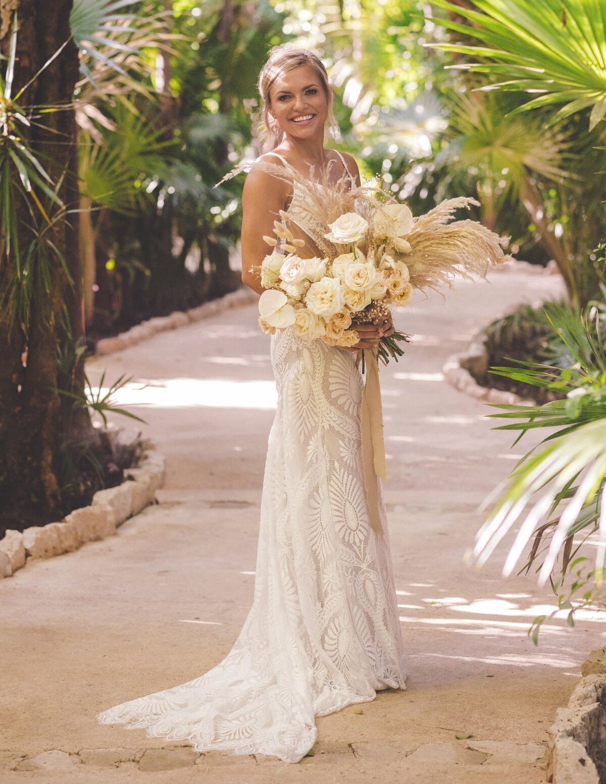 Bridal portrait on path at viceroy riviera maya wedding