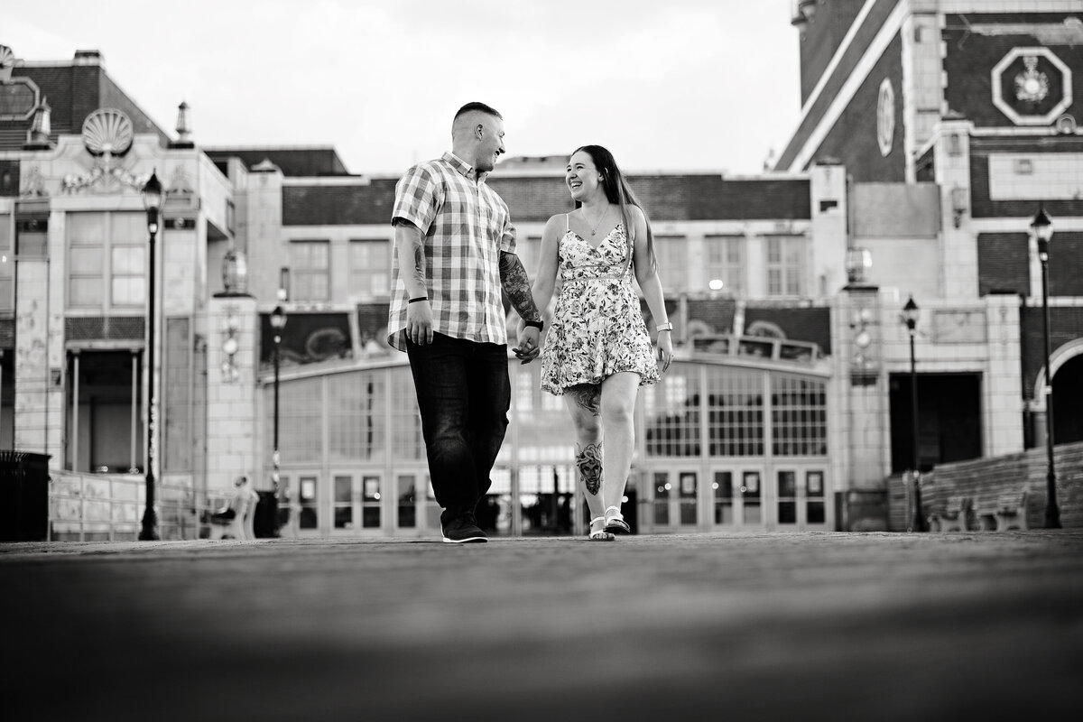 engagement-black-and-white-walking-candid-asbury-park