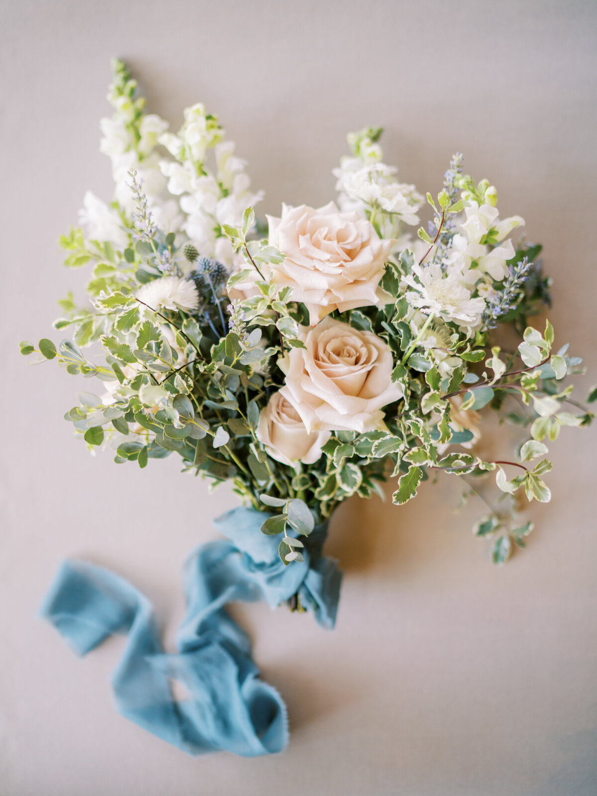 romantic bridal bouquet blue