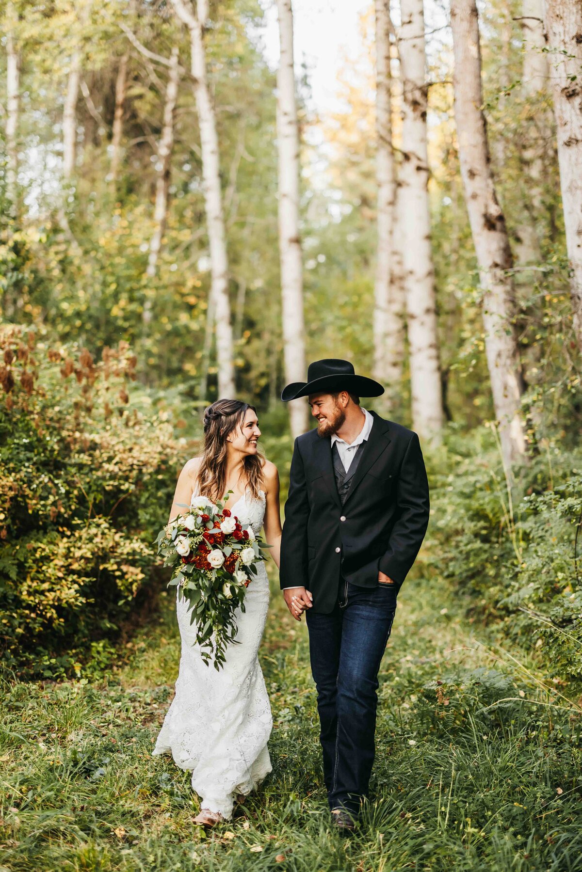 Western Country Wedding in Spokane and Deer Park Washington on a Ranch, Cowboy Hats, Private Vows in the Woods - Clara Jay Photo-2