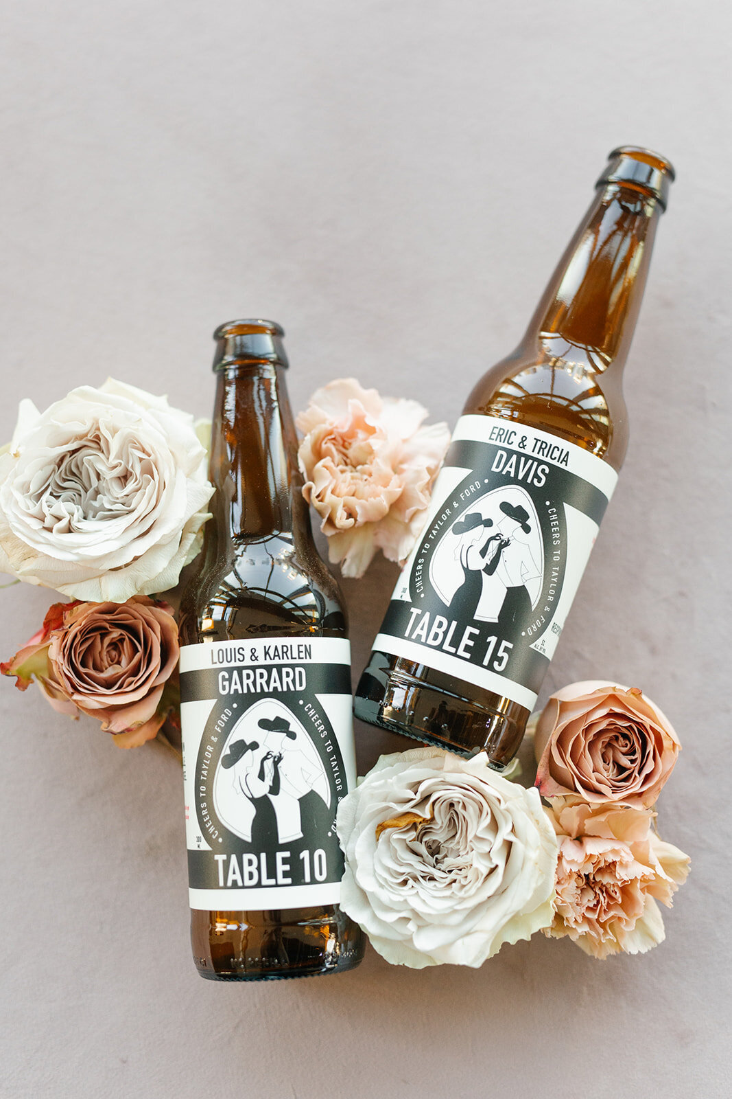 custom beer bottle labels for escort cards and table numbers