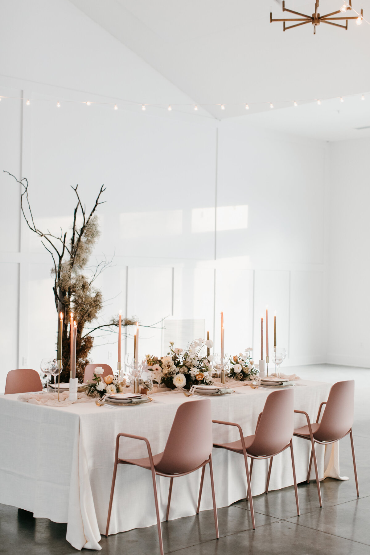 blush modern chairs, modern winter wedding, studio fleurette, hutton house mn wedding