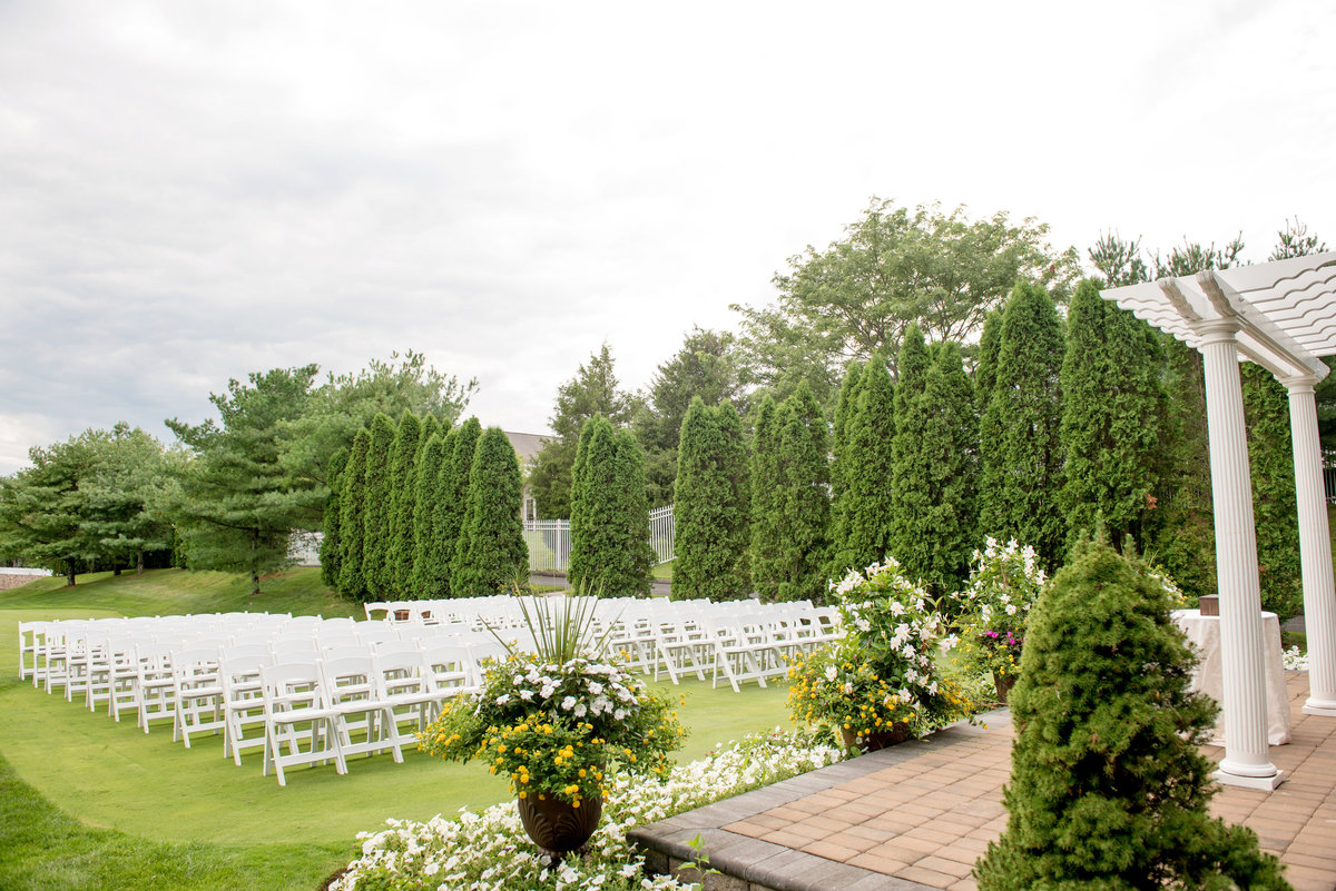 panoramic view of outdoor ceremony set up at Willow Creek Golf and Country Club