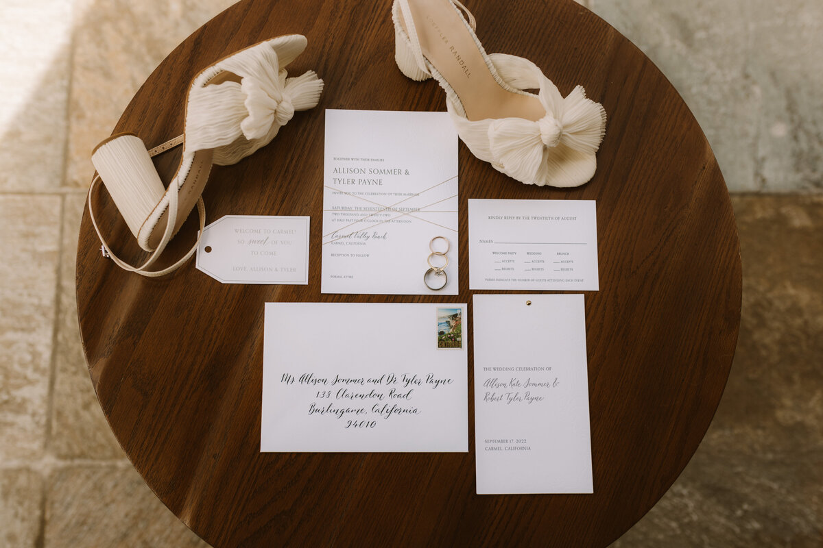 Invitations for a wedding at Carmel Valley Ranch