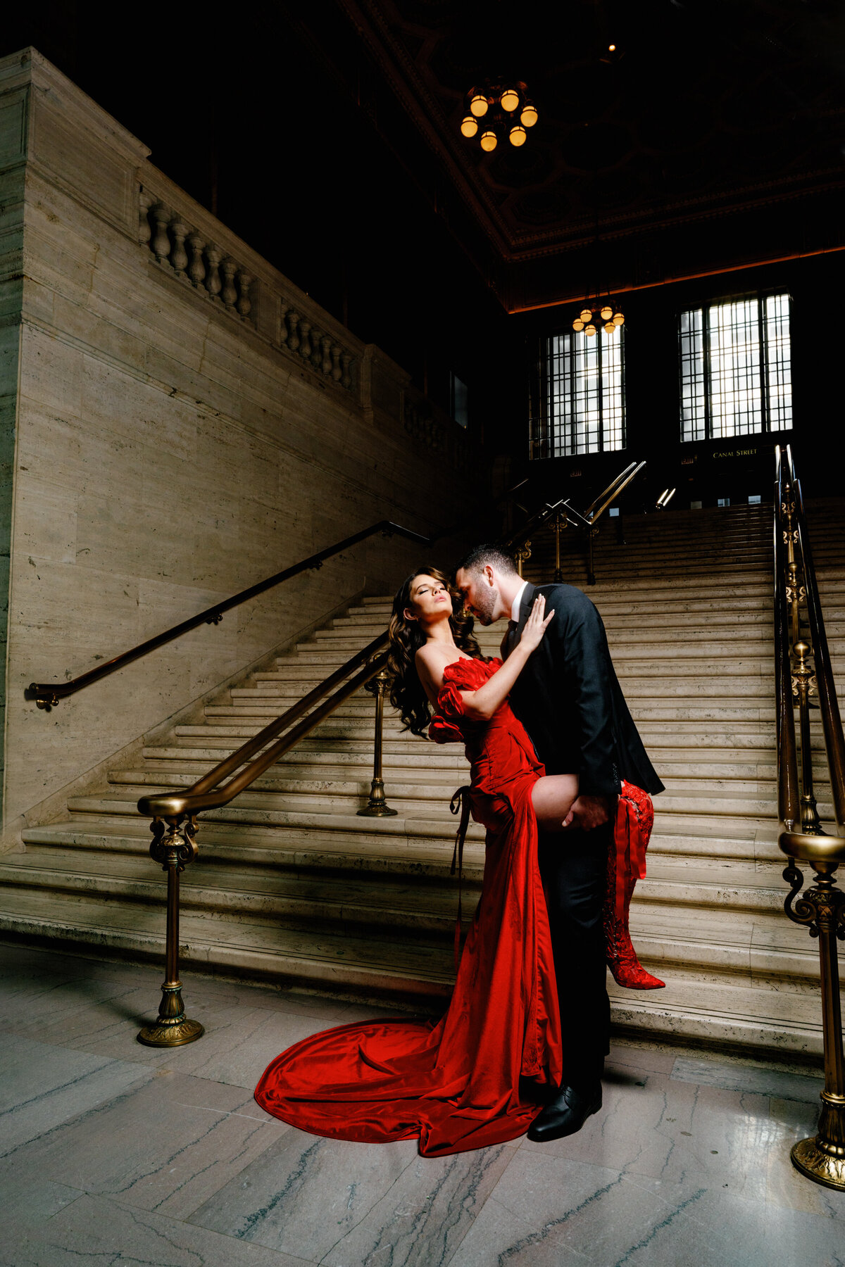 Aspen-Avenue-Chicago-Wedding-Photographer-Union-Station-Chicago-Theater-Engagement-Session-Timeless-Romantic-Red-Dress-Editorial-Stemming-From-Love-Bry-Jean-Artistry-The-Bridal-Collective-True-to-color-Luxury-FAV-29