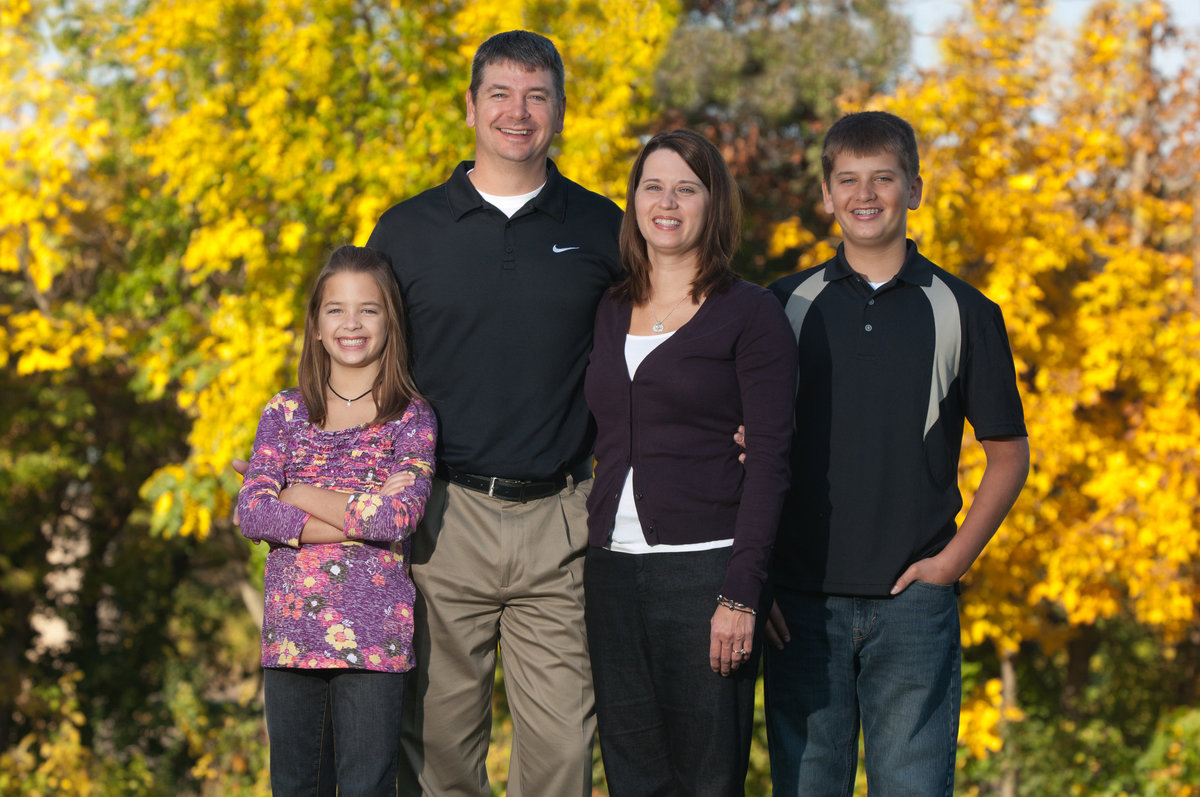Vibrant yellow foliage with a family portrait
