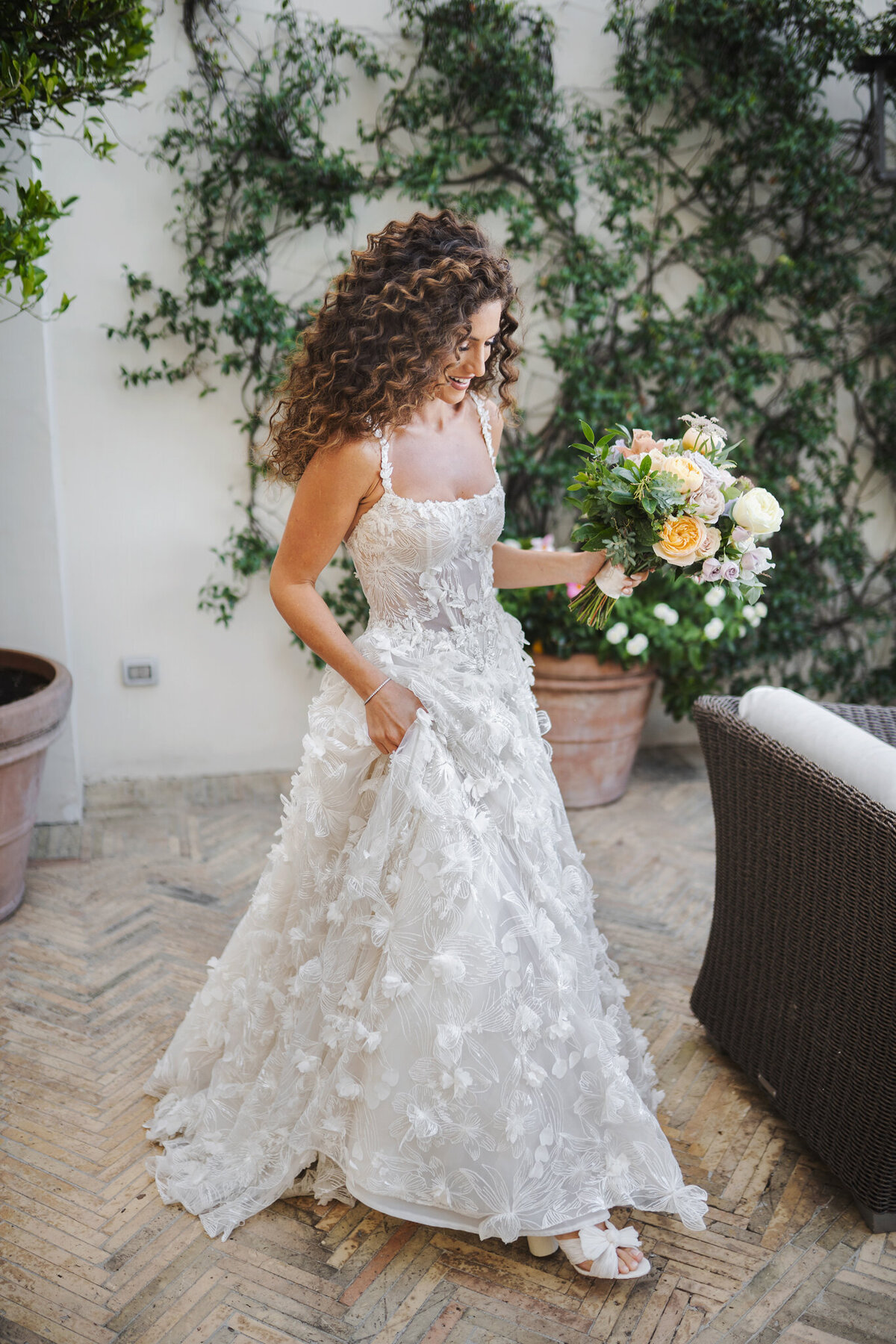 Bride in Galia Lahav dress came for first look in Ravello