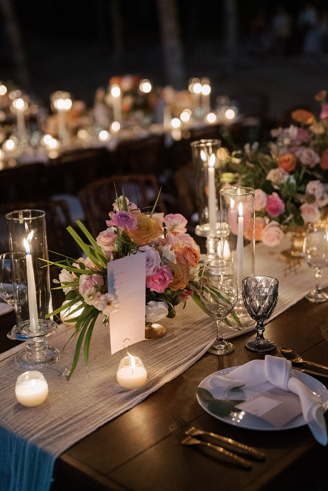 Reception table at One and Only Mandarina Mexico wedding