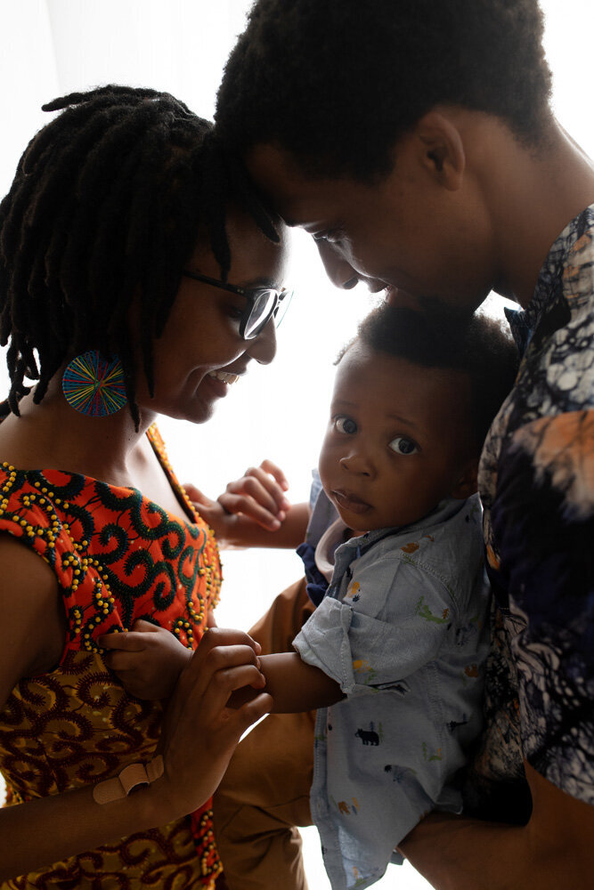 Family session of little boy and parents