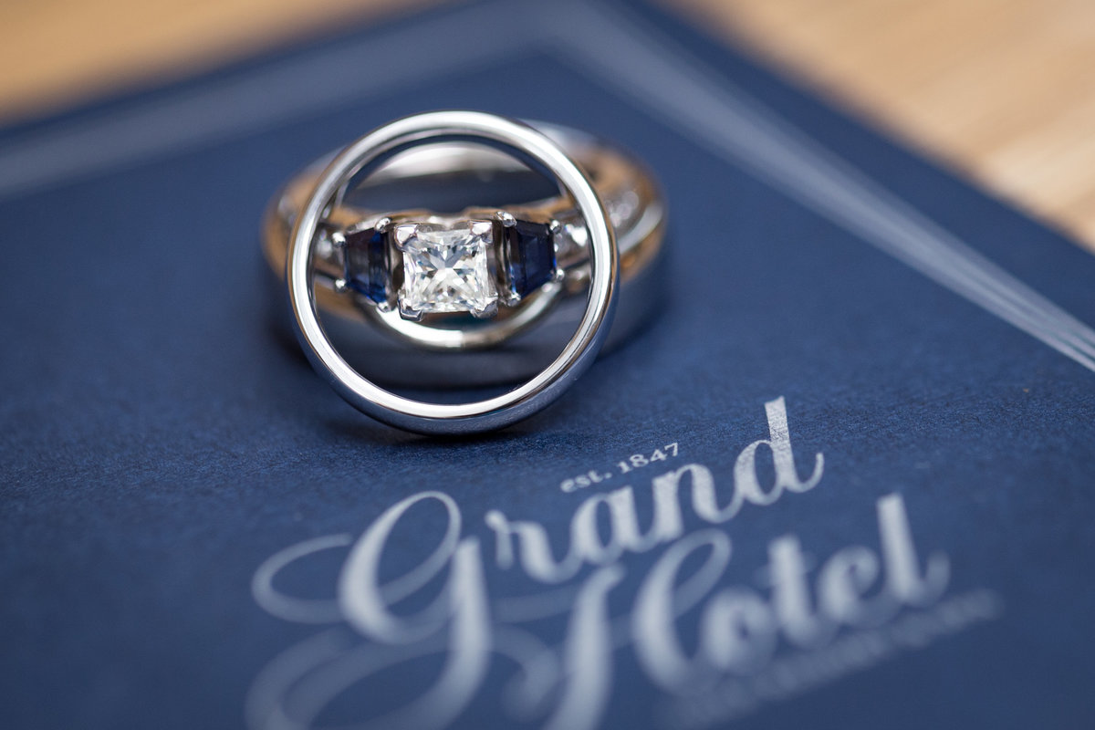 Kristen Gilman's wedding rings at The Grand Hotel in Point Clear, Alabama.