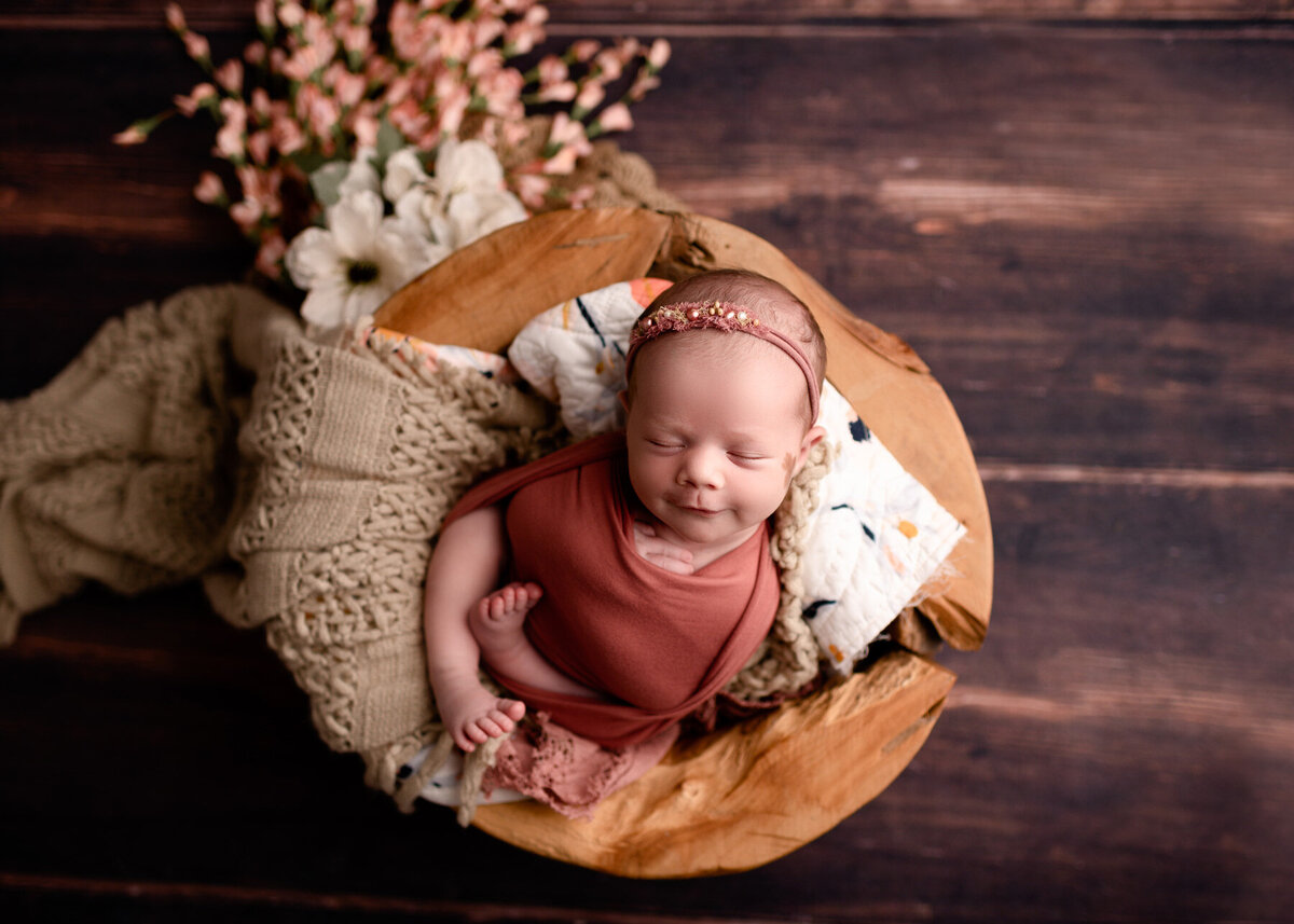 Brighton Newborn Photography wrapped smiling  by For The Love Of Photography