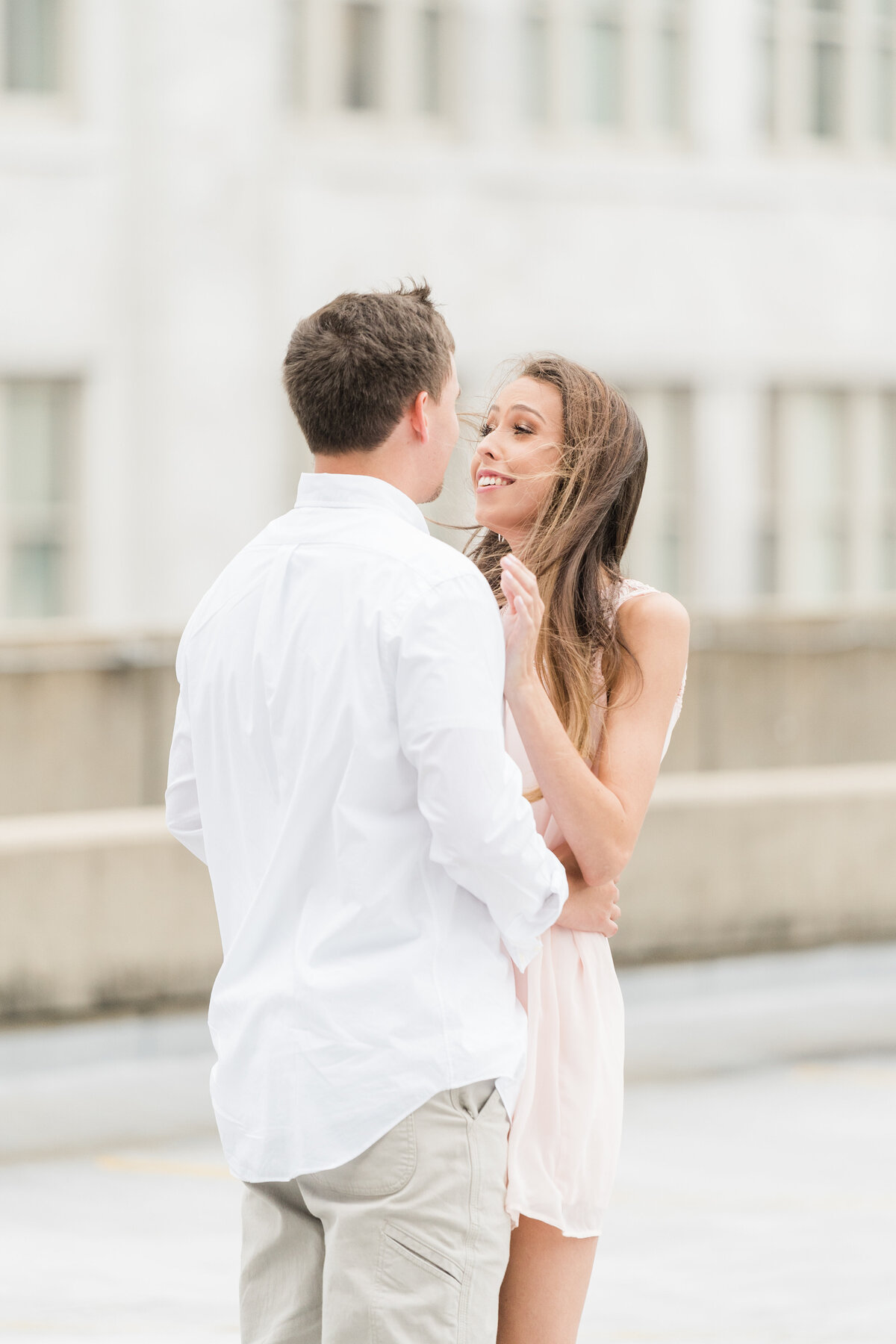 Engagement photoshoot on a rooftop in Alabama