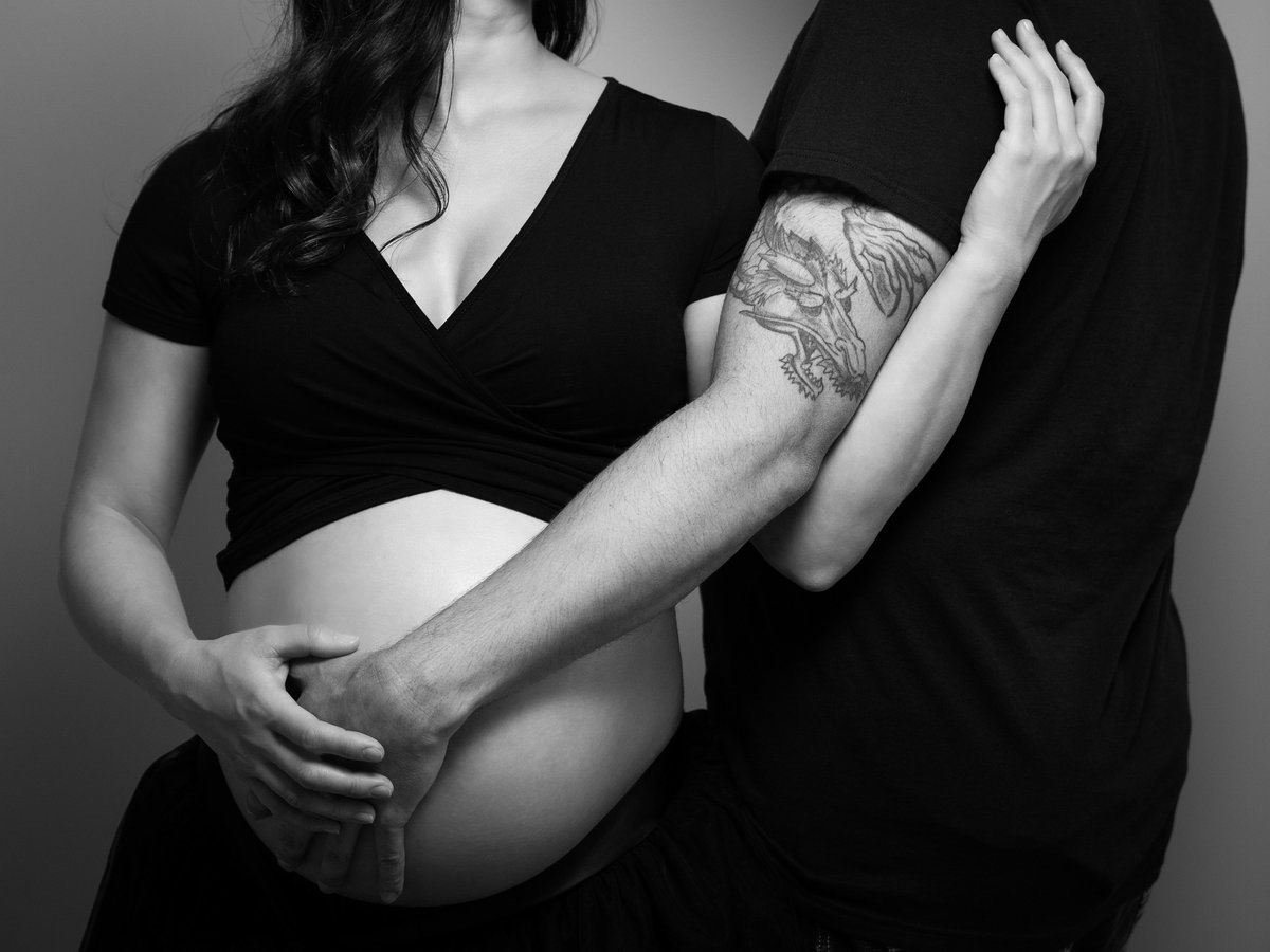 Maternity Couple in Black & White portrait