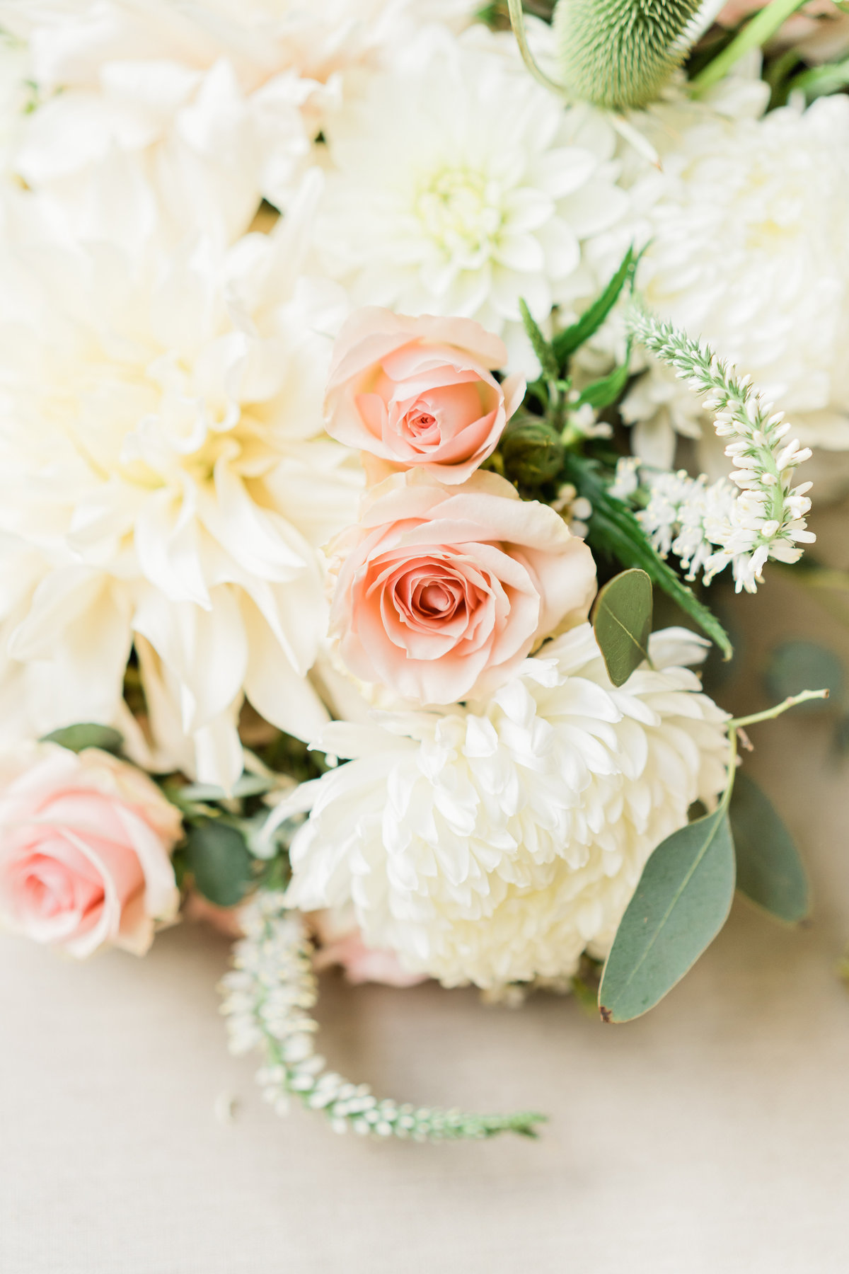 Wedding bouquet with white and pink flowers