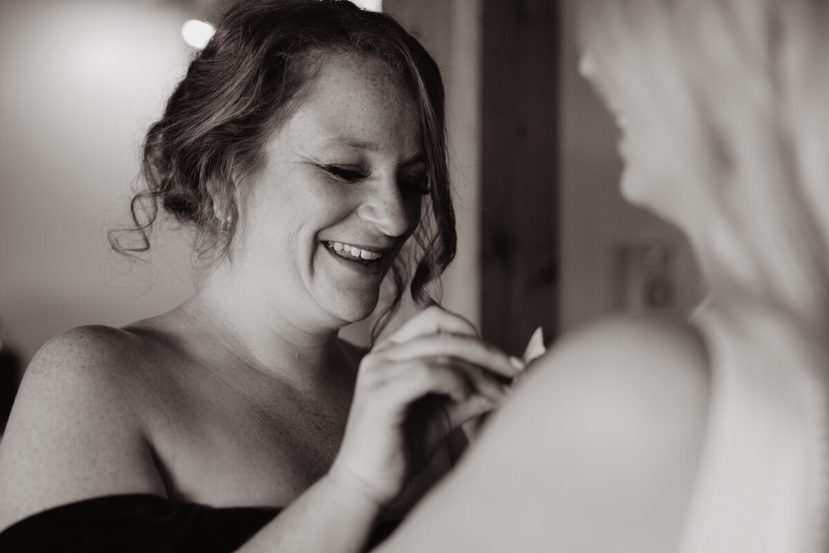Photographers Jackson Hole capture bride getting makeup done