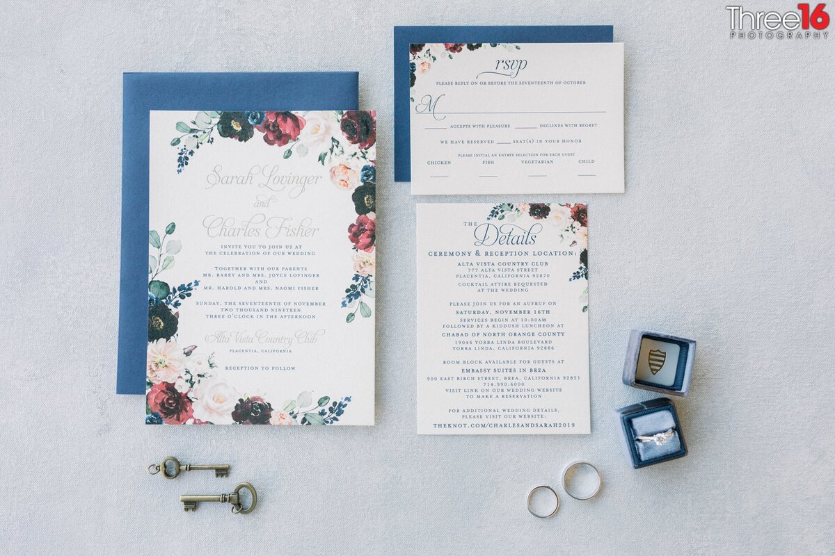Wedding invitations, wedding rings and other wedding accessories