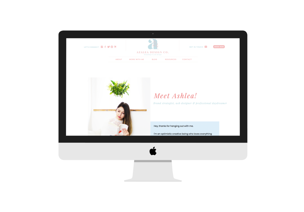 Azalea Design Co. Showit 5 Website Design on iMac screen