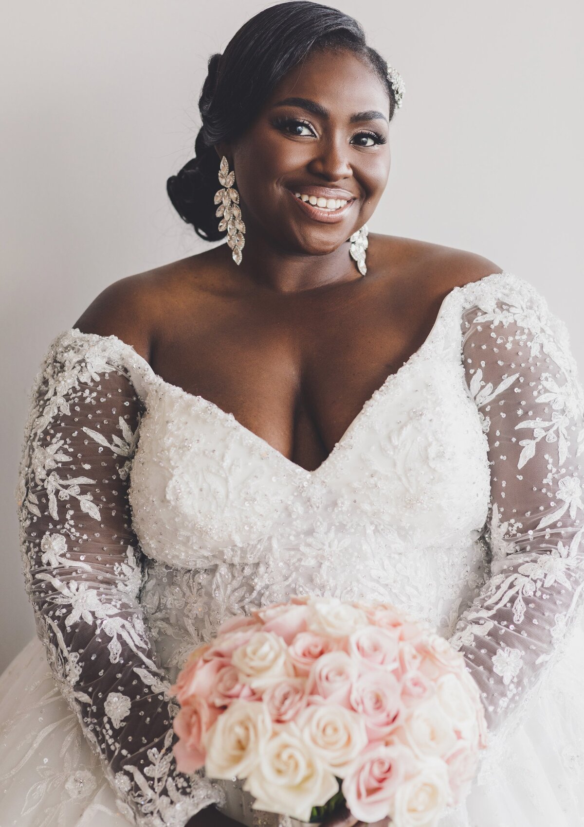 Portrait of bride smiling before wedding in Cancun