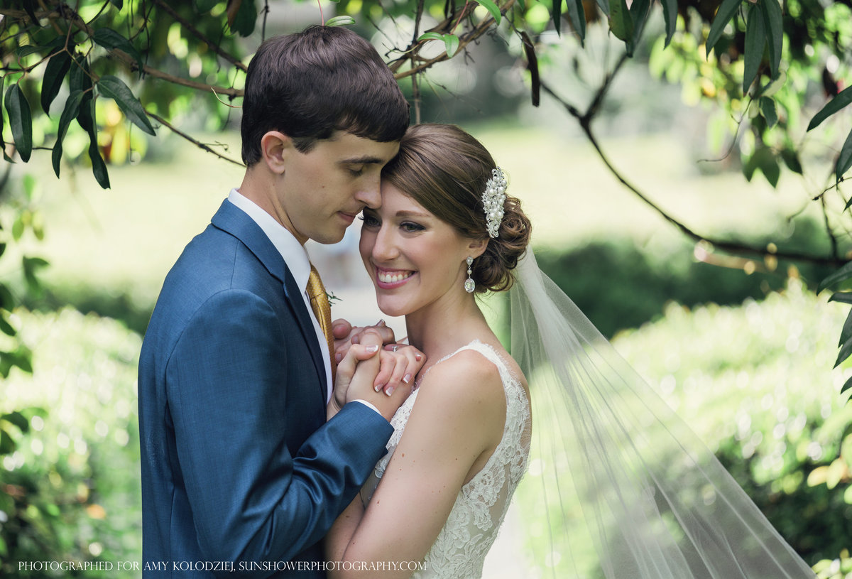 charlotte wedding photographer jamie lucido creates a beautiful portrait of a bride and groom outdoors