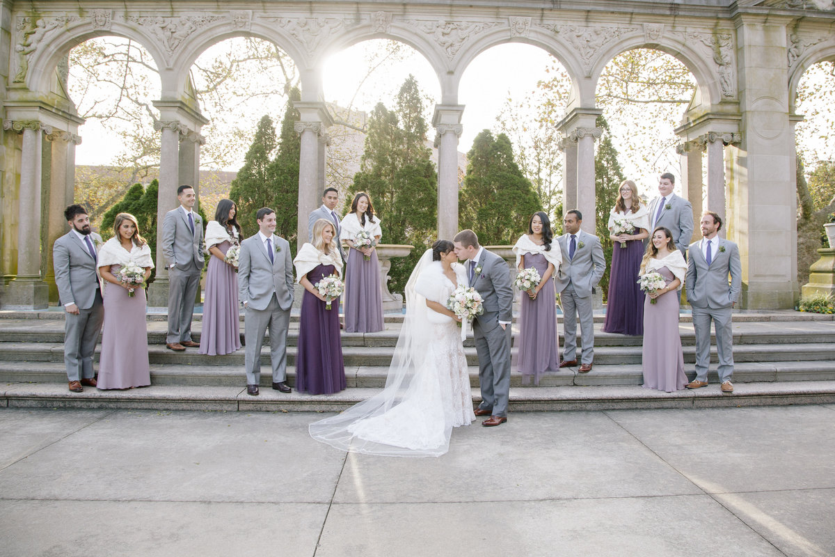 bridal party outside monmouth university
