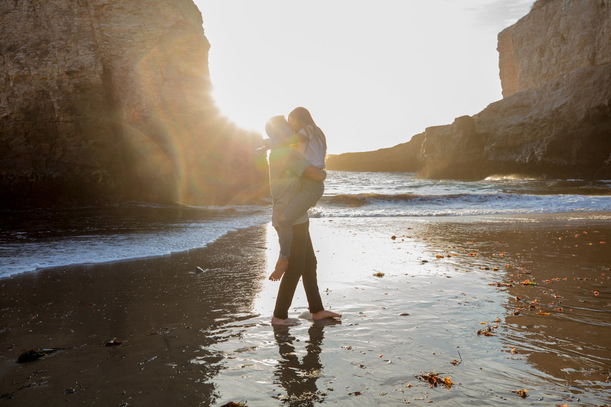 Engagement photoshoot, natural light golden hour images of couple, boho