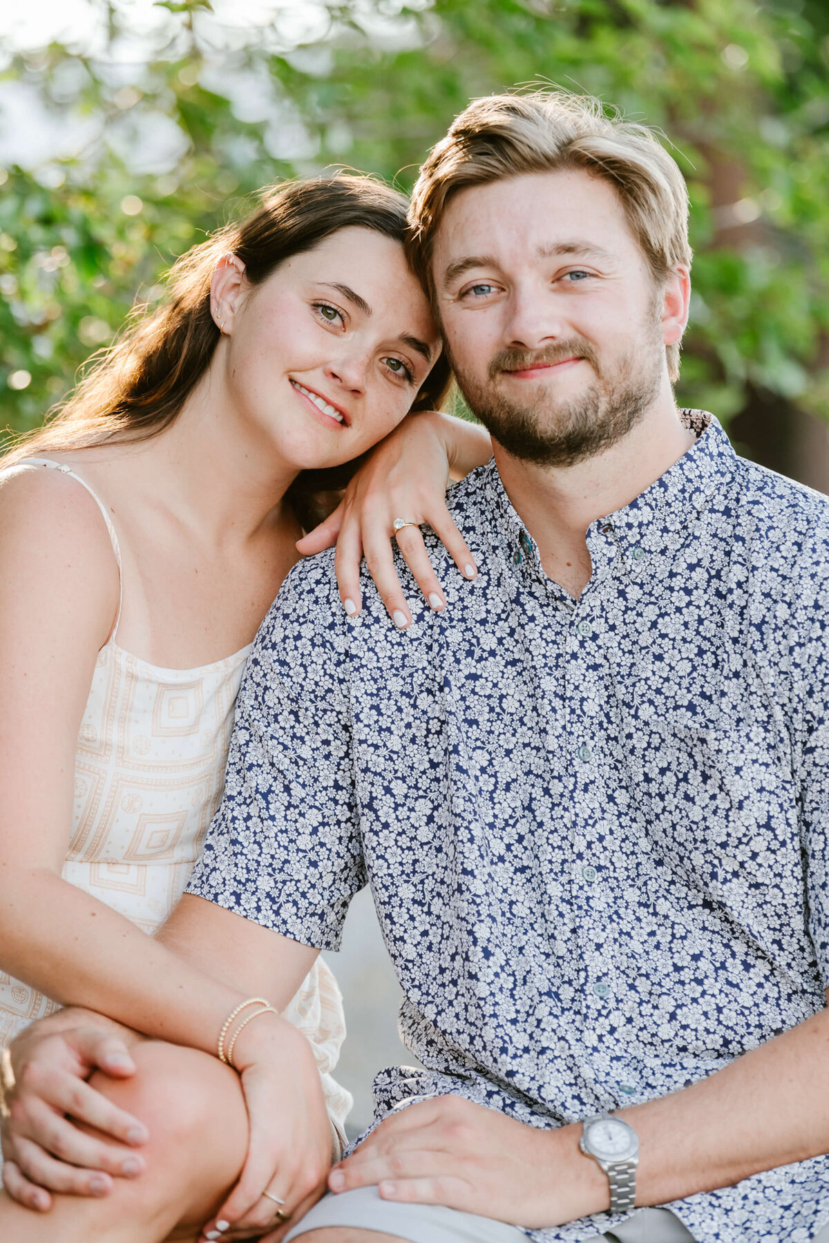 just engaged portrait close up at Lake Tahoe