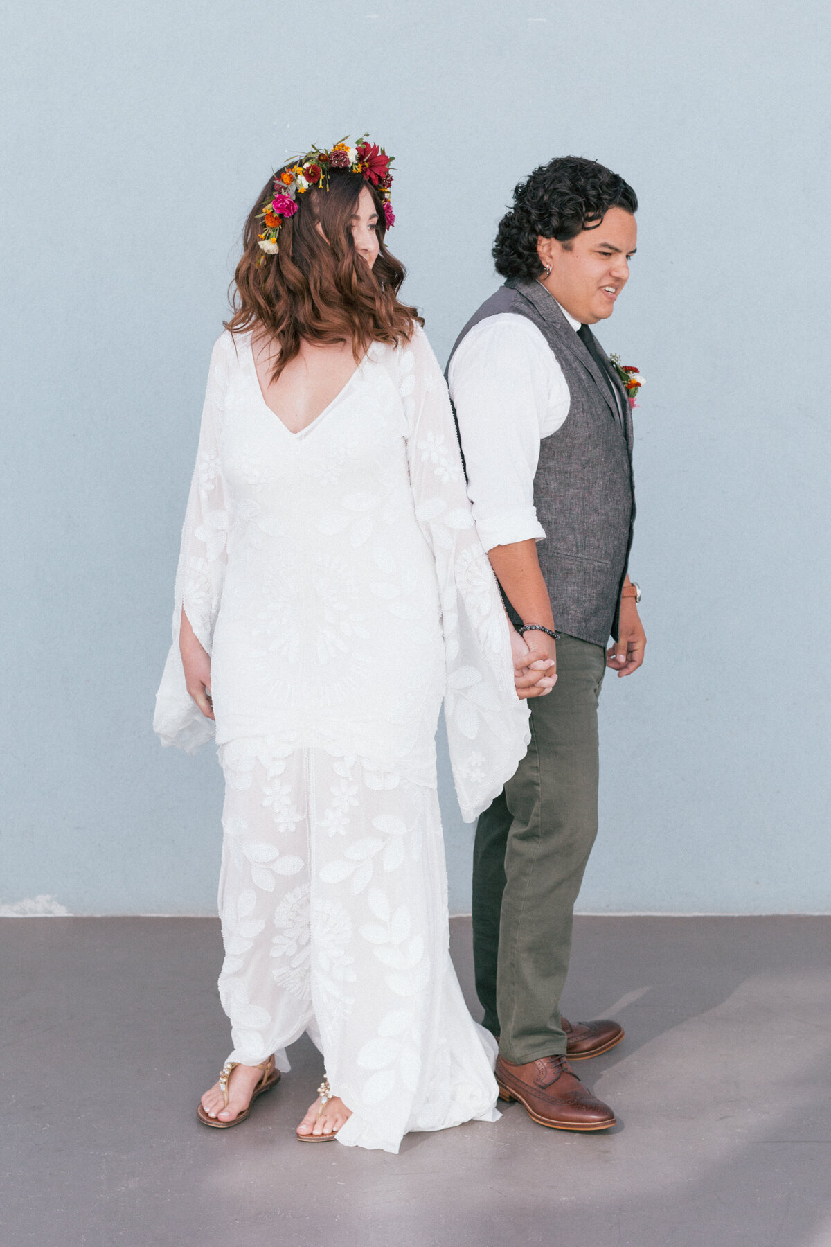 First Look Outdoor Bay Area Wedding Couple