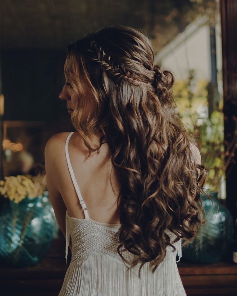 Wedding hair with curls and braid