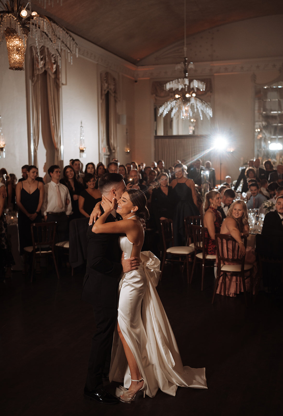 bride and groom share first dance at new haven lawn club wedding photo by cait fletcher photography