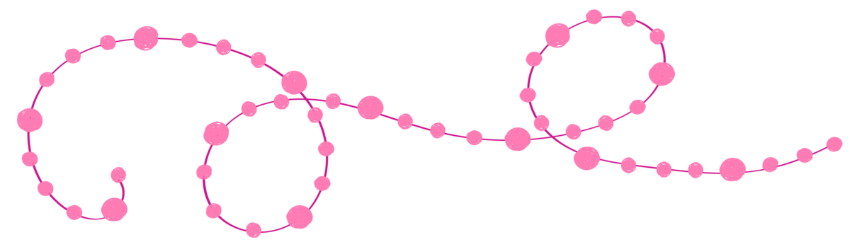 Pompom ribbon graphic in light pinks