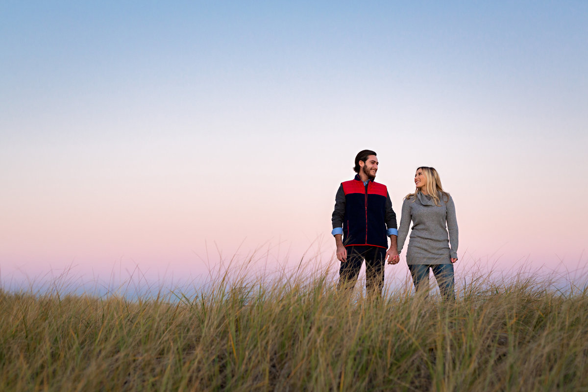 Plum Island MA and it's tall grass is the setting for this romantic couple's engagement session