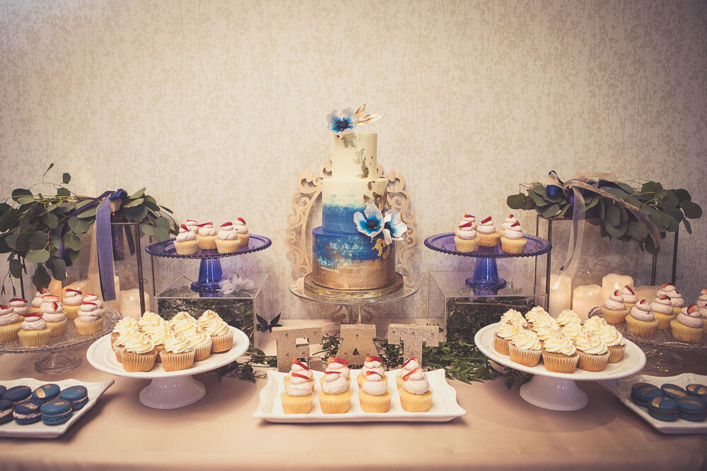 navy blue and gold sweets table, Hamilton ON sweet tables