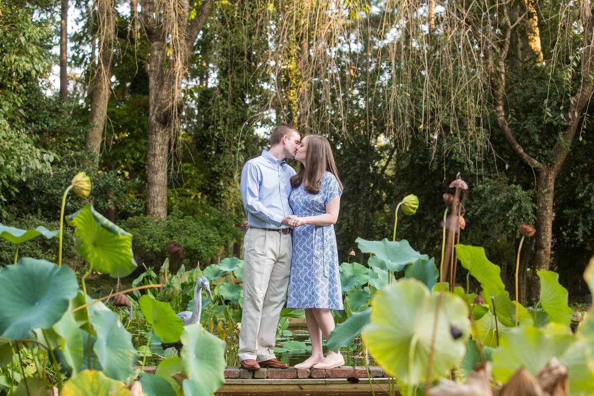 garden-engagement-water-lillies-Southern-Pines
