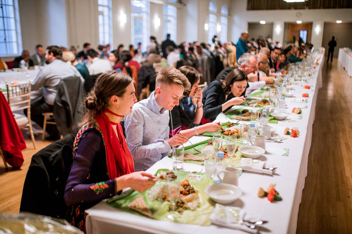 Guests eating at an event