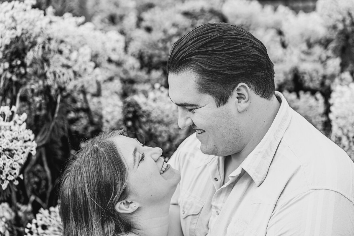 Romantic black and white photo for engagement in San Francisco