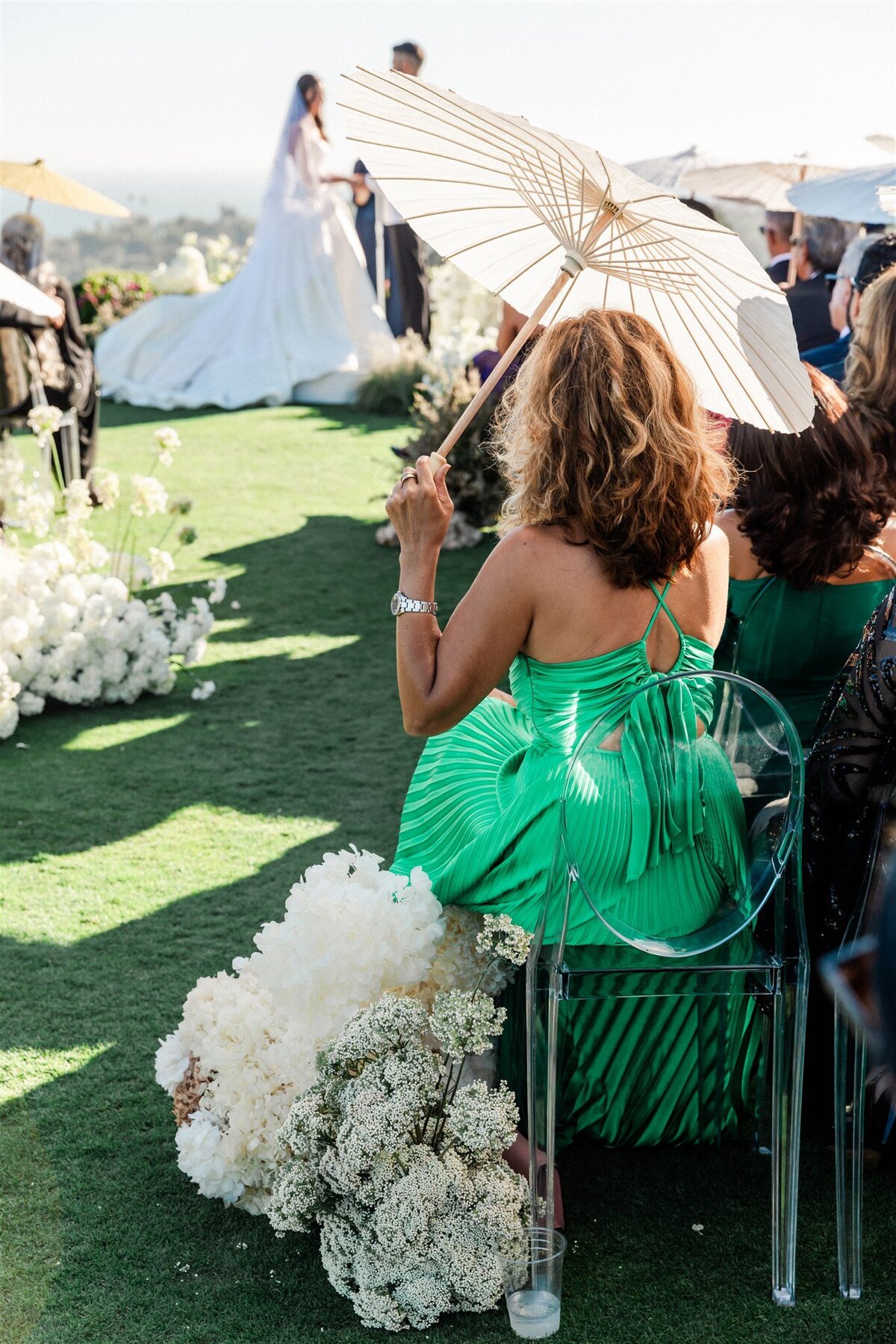 Faye Fern Creative | Destination Wedding Design, Planning + Production |  Montecito Club Luxury Persian Wedding | Santa Barbara | Wedding Ceremony Guests - Parasols